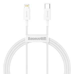Cablu de date Baseus Superior Series USB-C la Lightning, 20W, PD, 1m (alb) - Img 1