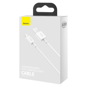 Cablu de date Baseus Superior Series USB la Lightning, 2.4A, 1 m (alb) CALYS-A02 - Img 10