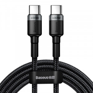 Cablu Incarcare Rapida BASEUS Cafule USB-C la USB-C PD2.0 100W flash charging 20V 5A 2m (negru+gri) CATKLF-ALG1