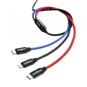 Cablu Incarcare Rapid USB BASEUS 3in1 USB-C / Lightning / Micro 3A 1.2m - Negru CAMLT-BSY01