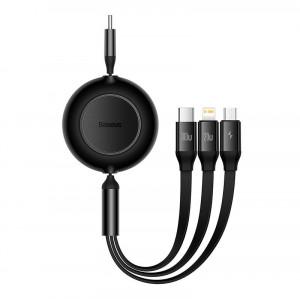 Cablu de date rapid USB-C BASEUS Bright Mirror 4 3in1 USB-C / Lightning / Micro 100W / 3.5A 1.1m - Negru CAMJ010201 - Img 1