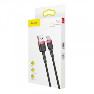 Cablu Incarcare Rapida USB la USB-C BASEUS 3A 0.5m (rosu+negru) CATKLF-A91