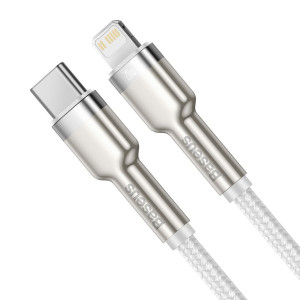 Cablu Incarcare Rapid USB-C la Lightning Baseus Cafule, PD, 20W, 2m (Alb) CATLJK-B02
