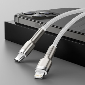 Cablu Incarcare Rapid USB-C la Lightning Baseus Cafule, PD, 20W, 2m (Alb) CATLJK-B02