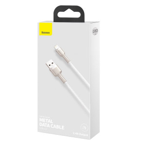 Cablu de date USB la Lightning Baseus Cafule, 2.4A, 1m (alb) CALJK-A02 - Img 10