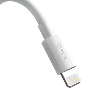 Cablu de date USB la Lightning BASEUS Simple Wisdom 2.4A 1.5m set 2buc (Alb) TZCALZJ-02 - Img 2