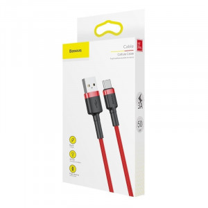 Cablu Incarcare Rapid USB la USB-C Baseus Cafule 3A 0.5m (rosu) CATKLF-A09