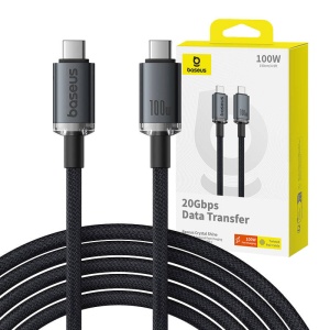 Cablu Incarcare Rapid Baseus Crystal Shine USB-C la USB-C 100W, 1.5m, 20Gb (Negru)