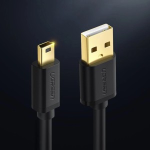 Cablu USB la mini USB Gold Plated Ugreen 5 pini 0.25 m - 3m Negru (US132)
