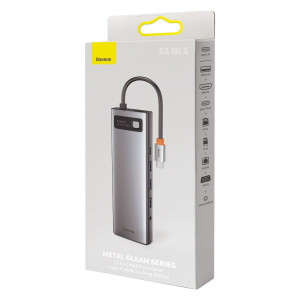 Hub 11 in 1 Baseus Metal Gleam Series, USB-C la 3x USB 3.0 + 2x HDMI + USB-C PD + Ethernet RJ45 + microSD/SD + VGA + AUX CAHUB-CT0G - Img 10