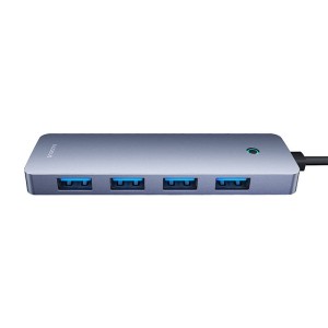 Hub 4 in 1 Baseus UltraJoy Lite 15 cm USB-A la 4x USB 3.0 + USB-C 5V (gri) 
