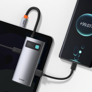 Hub 4in1 Seria Baseus Metal Gleam, USB-C la USB 3.0 + USB 2.0 + HDMI + USB-C PD (CAHUB-CY0G)
