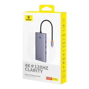 Hub Multifunctional 13in1 Baseus PortalJoy USB-C la HDMI+DP+VGA+C+USB+PD+RJ45+SD/TF+3.5mm (Gri)