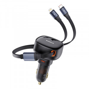 Incarcator Auto Rapid Baseus Enjoyment USB-C cu cablu USB-C si Lightning 60W
