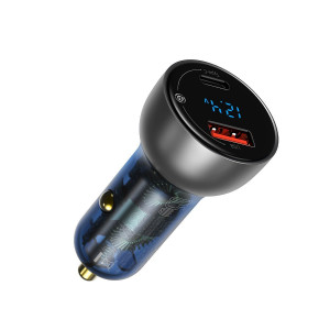 Incarcator Auto Rapid Dublu 65W Afisaj Digital Particular Baseus QC+PPS Argintiu CCKX-C0A
