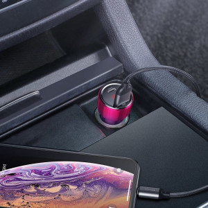 Incarcator Auto Rapid Baseus Magic USB + USB-C QC 4.0 PD 45W (Rosu/Albastru) CCMLC20C-09