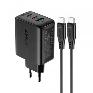 Incarcator de perete Acefast A13 PD 65W, 2x USB-C + USB (negru) - Img 1