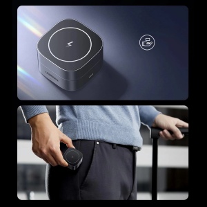 Incarcator Wireless Magnetic 3in1 Ugreen W526 MagSafe / Qi USB-C 25W (Negru)