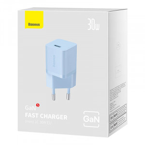 Mini incarcator de perete Baseus GaN5 30W USB-C (albastru) CCGN070603 - Img 8