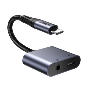 Adaptor Audio 2 in 1 Joyroom SY-L01 Lightning la 3.5 mm + Lightning 2.4A (negru)