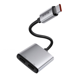 Adaptor Audio 2 in 1 Mcdodo CA-5570 USB-C la 2x USB-C 3A 60W Max (Gri)