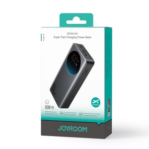 Baterie Externa Powerbank C+C+U Joyroom JR-PBF04 PD 65W 20000mAh, Afisaj Digital + Cablu USB-C 1.2m (Negru)