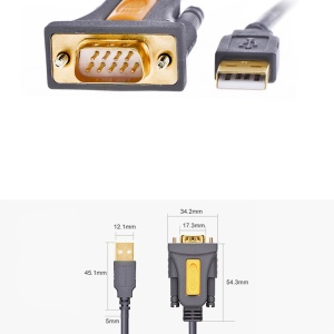 Cablu Adaptor USB-A - DB9 RS-232 Ugreen CR104 1.5 m (Gri)