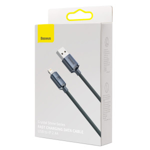 Cablu de date Baseus Crystal Shine USB la Lightning, 2.4 A, 2m (negru) CAJY000101 - Img 4