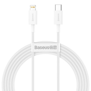 Cablu de date Baseus Superior Series USB-C la Lightning, 20W, PD, 2m (alb) CATLYS-C02 - Img 1