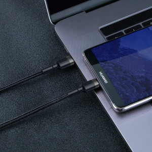 Cablu Incarcare Rapid USB-C la USB-C BASEUS Cafule PD2.0 60W 20V 3A 2m (Negru/Gri) CATKLF-HG1
