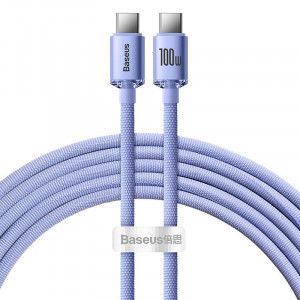 Cablu Incarcare Rapid Baseus Crystal Shine USB-C la USB-C, 100W, 1.2 m (Violet) CAJY000605