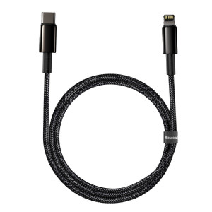 Cablu Incarcare Rapida Baseus Tungsten Gold USB-C la Lightning PD 20W 2m (negru) CATLWJ-A01
