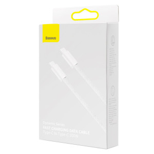 Cablu de date rapid USB-C la USB-C Baseus Dynamic, 100W, 1 m (alb) CALD000202 - Img 8