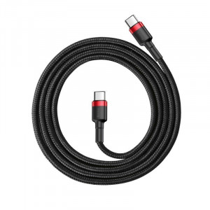 Cablu de date rapid USB-C PD Baseus Cafule PD 2.0 QC 3.0 60W 1m (negru/rosu) - Img 2