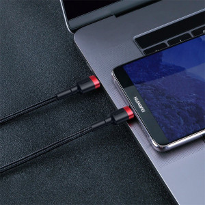 Cablu de date rapid USB-C PD Baseus Cafule PD 2.0 QC 3.0 60W 1m (negru/rosu) - Img 7