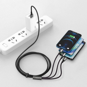 Cablu Incarcare Rapid USB 3in1 Baseus Tungsten Gold, USB la micro USB / USB-C / Lightning, 3.5 A, 1.5 m (negru) CAMLTWJ-01