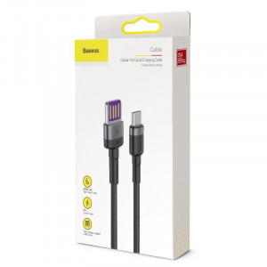 Cablu de date USB-C Baseus Cafule Huawei SuperCharge, QC 3.0, 5A 1m (negru+gri) CATKLF-PG1 - Img 10