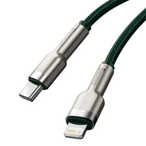 Cablu Incarcare Rapid USB-C la Lightning Baseus Cafule 20W 2m (Verde) CATLJK-B06