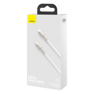 Cablu Incarcare Rapid USB-C la Lightning Baseus Cafule, PD, 20W, 2m (Alb) CATLJK-B02