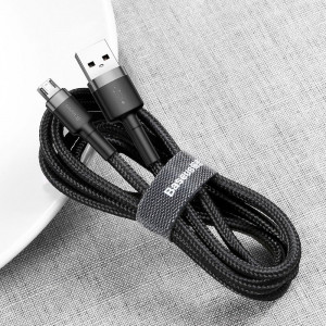 Cablu de date USB la Micro USB Baseus Cafule 2A 3m Gri+Negru CAMKLF-HG1 - Img 8