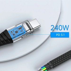 Cablu Incarcare Rapid Magnetic Choetech XCC-1051 USB-C la USB-C 240W 1.8m (Negru)