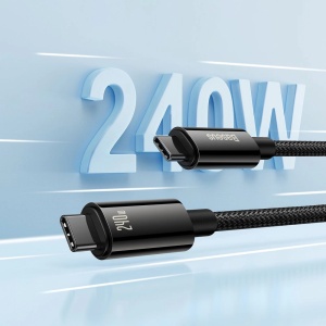 Cablu Incarcare Rapida USB-C la USB-C Baseus Tungsten Gold 240W (negru)