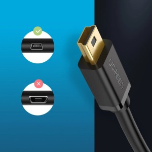 Cablu USB la mini USB Gold Plated Ugreen 5 pini 0.25 m - 3m Negru (US132)