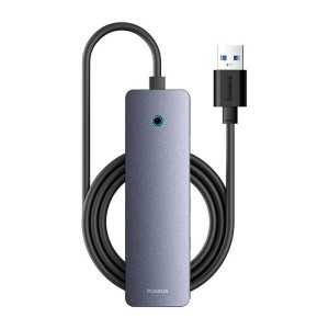 Hub 4 in 1 Baseus UltraJoy Lite 150 cm USB-A la 4x USB 3.0 + USB-C 5V (gri)