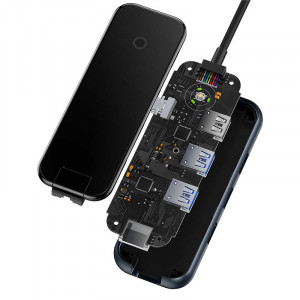 Hub 5in1 seria Baseus AcmeJoy USB-C la 2xUSB 3.0 + USB 2.0 + USB-C PD + RJ45 (gri inchis) WKJZ010113 - Img 7