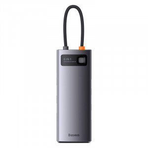 Hub 6in1 Baseus StarJoy Series, USB-C la 3x USB 3.0 + HDMI + USB-C PD + RJ45 (gri) WKWG080013 - Img 1