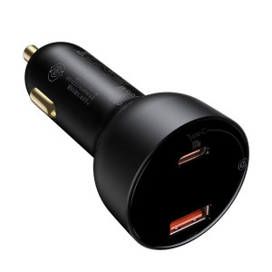 Incarcator Auto Rapid Baseus Superme, USB, USB-C, 100W + Cablu USB-C (Negru) TZCCZX-01