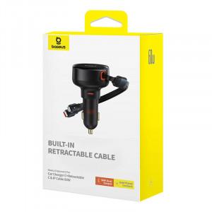 Incarcator Auto Rapid Baseus Enjoyment USB-C cu cablu USB-C si Lightning 60W