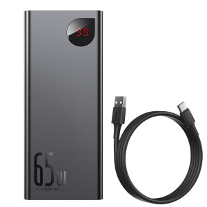 Baterie Externa Powerbank Baseus Adaman Metal 20000mAh PD QC 3.0 65W 2xUSB + USB-C + micro USB (negru) PPIMDA-D01