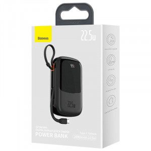 Powerbank Baseus Qpow PRO cu cablu USB-C, USB-C, USB, 20000 mAh, 22.5 W (negru) PPQD060301 - Img 5